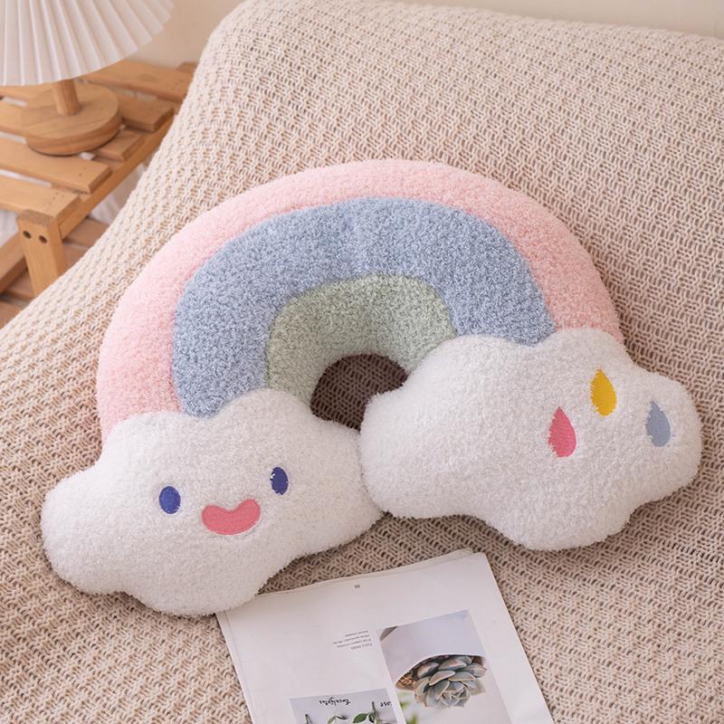 Süßes Plüsch Regenbogen Lächeln Herz Kissen Buntes Einhorn Spielzeug Kissen Kürbis Sofa Heimdekoration Kissen