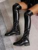 New European and American style women's long boots with low elasticity and thick heels  Lady's boots