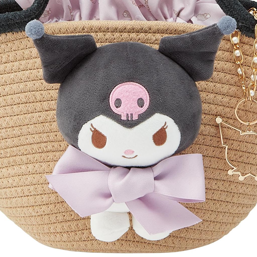 Skater Plush Bag with Drawstring Sanrio Kuromi Basket-Style Charm, KNBB1-A