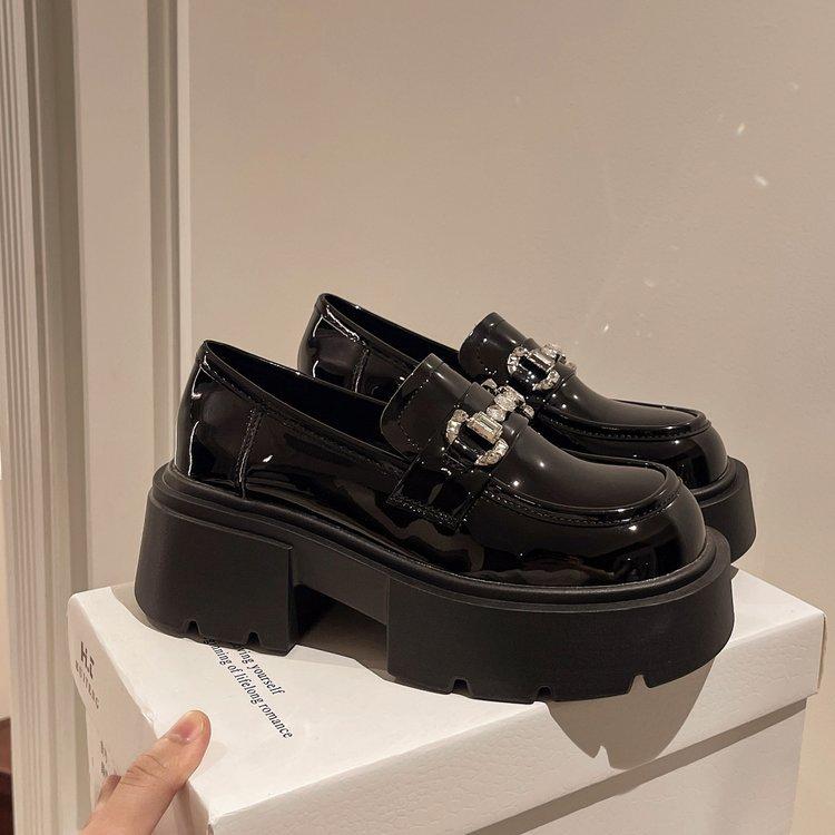 7Cm thick-soled heightening small leather shoes women's spring and autumn 2025 new small muffin women's shoes British style loafers