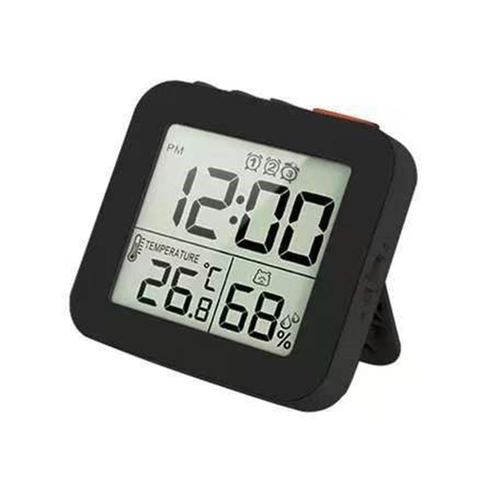 3 Alarm Clock With Temperature Humidity Monitor Backlight Snooze Foldable Design Portable LCD Display For Home Office