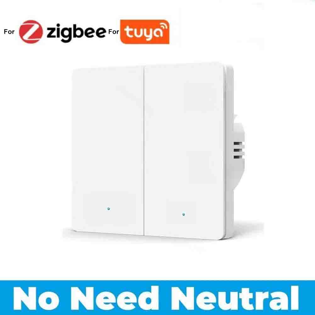 1pc For Tuya For ZigBee 3.0 2-Gang Smart Button Switch Voice Control Wall Light Switch Smart Home Remote Control Switch