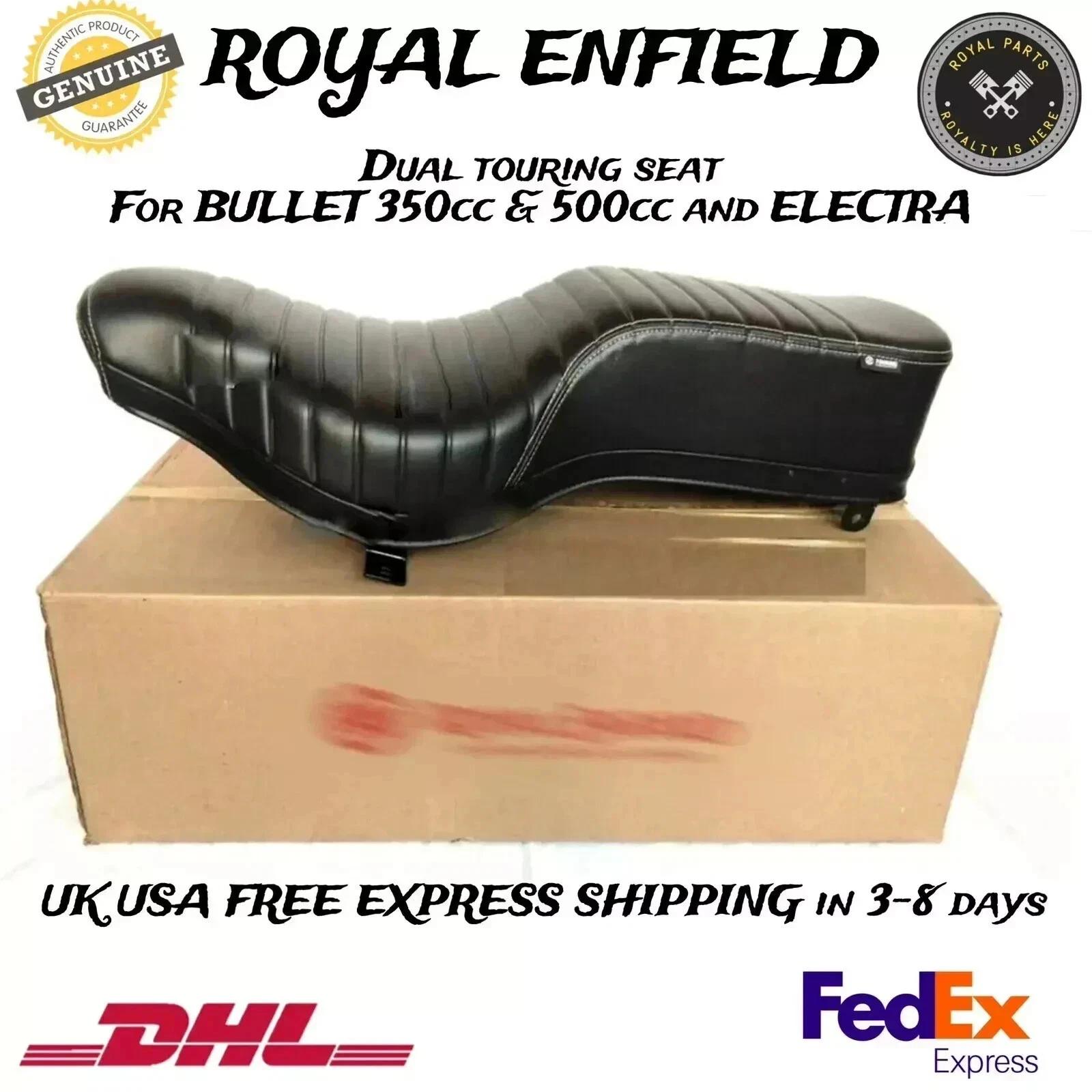 New Genuine Black Touring Dual Seat for Royal Enfield Bullet 350/500 Electra 350