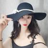 Wool Elegant Retro Style Hepburn Style Flower Top Hat Children British French Fashion Black Big Brim Pearl Tide