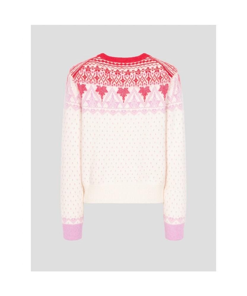 Binpolleidiseu [B. My] Fair Isle Round Neck Knit Beige (Bf5X51N02A)