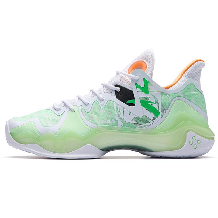 New Anta Shock Wave 4 Low Top Performance Basketball Shoes Men's White Green 112231106-1