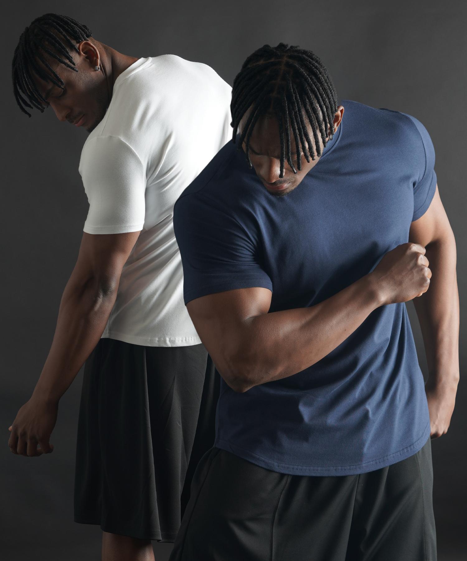 Fermenon [2 Pack] Muscle Fit Plain Modal Short Sleeve Tee Black White Charcoal Navy/1