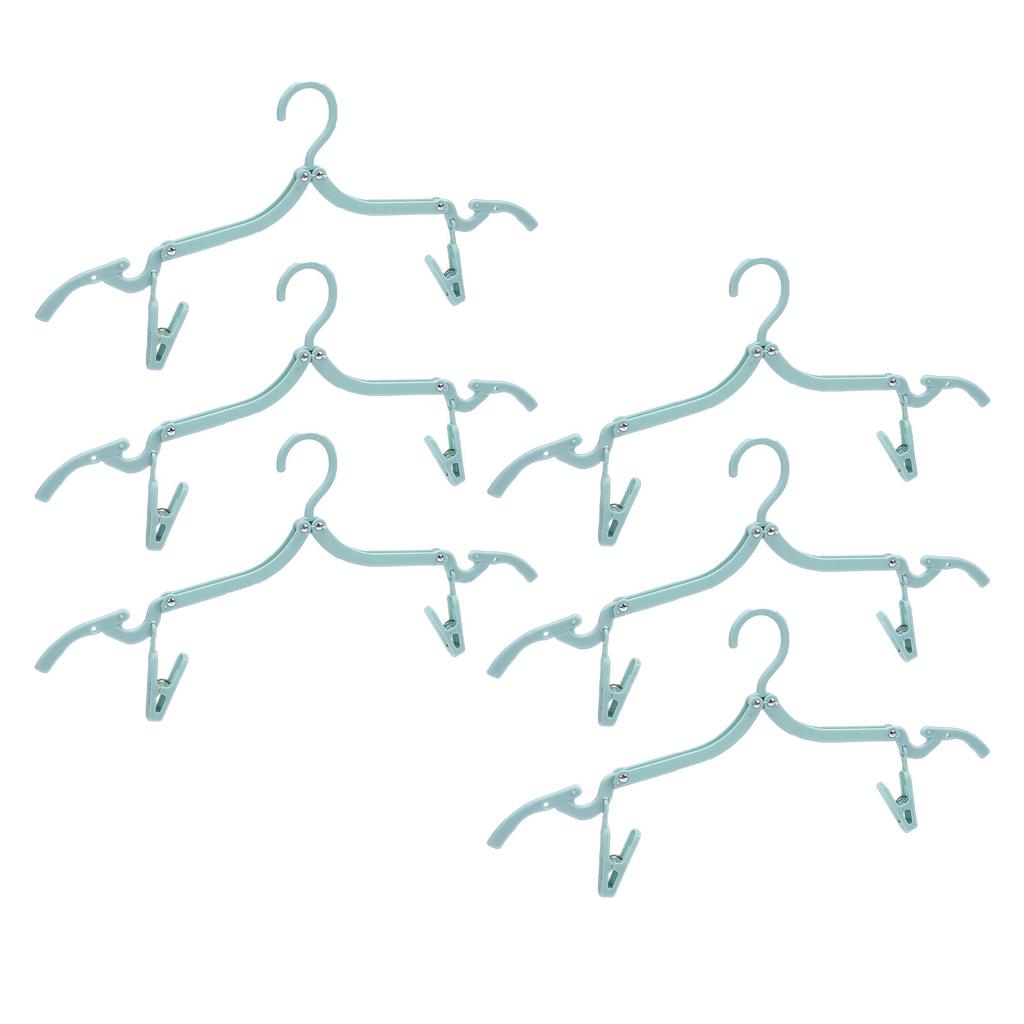 6PCS Travel Hangers with 12 Clips PP Foldable Portable Clothes Hangers with Storage Bag for Suitcase Camping Hotel RV Blue