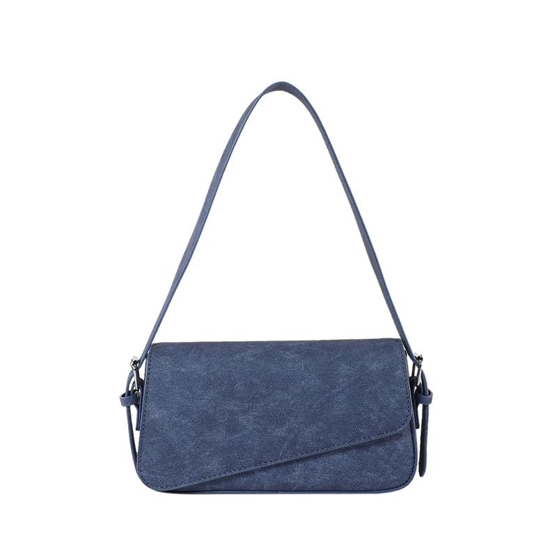 Bolso de hombro de PU con solapa sólida para mujer, botón con línea de costura, bolso para toda ocasión, bolsos de moda