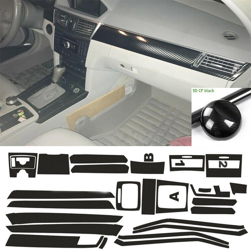 Carbon Fiber Black Interior Trim Cover For Mercedes Benz Class E W212 5D Mouldings Decals Car Accessories