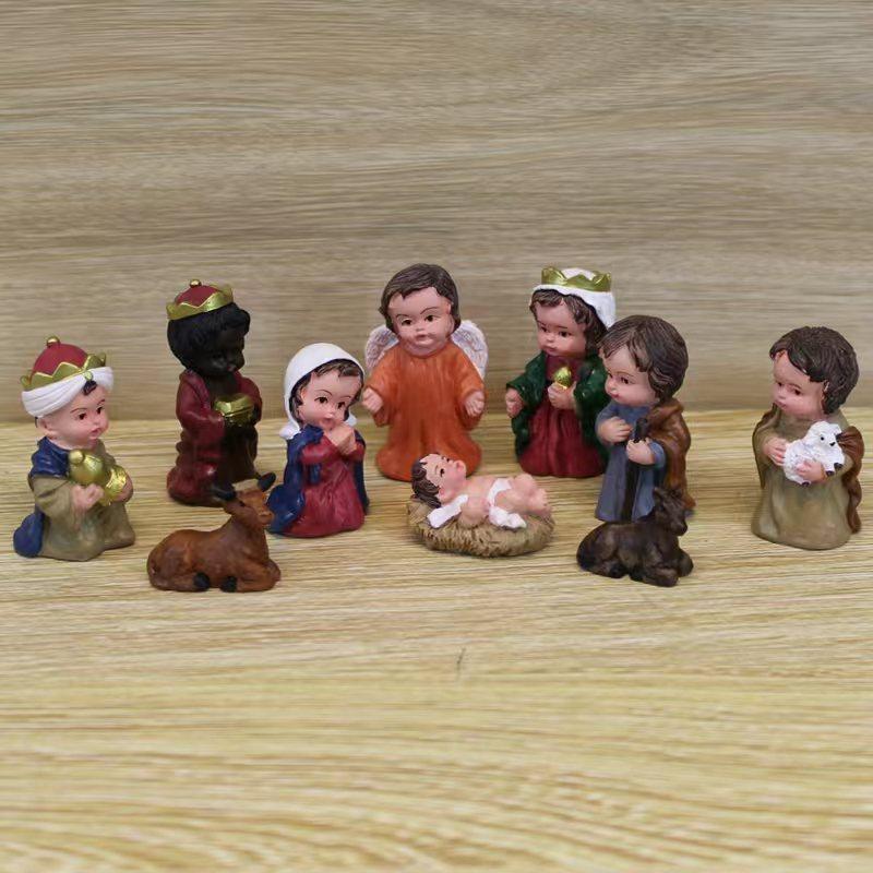 Creative Nativity Scene Resin Figurines With Artistic Design For Festive Home Decor