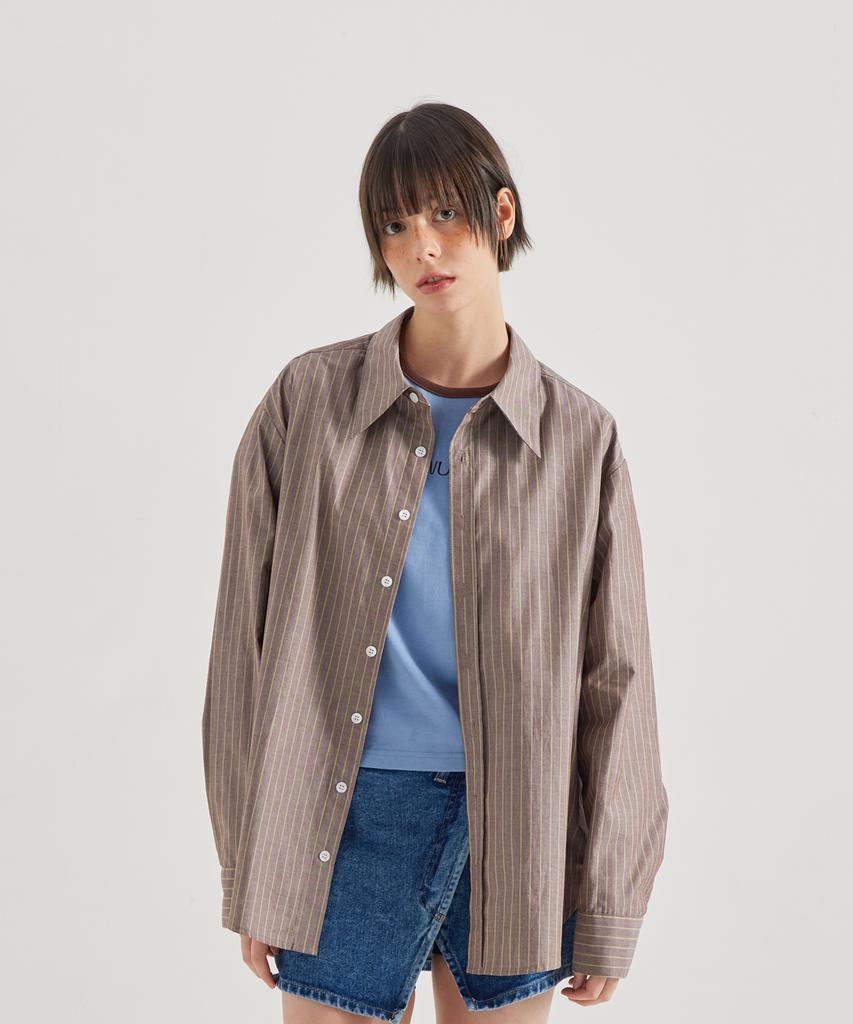 OWURA Nerdy Basic Shirt_Walnut Green Stripe
