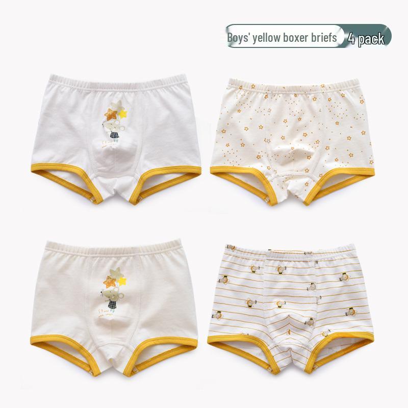 Shengzheka Boys' Cotton Boxer Shorts, Ages 0-8, Pure Cotton Crotch