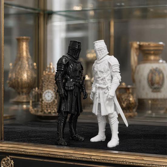 3D Printed Medieval Knight Sentinel Statue, Dark Fantasy Armor Warrior Sculpture, Gothic Tabletop Figurine for Office Home Decor Gift
