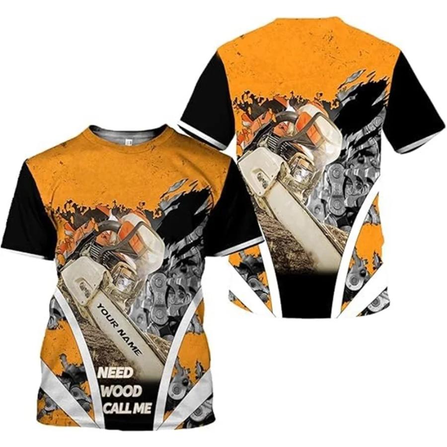 Personalisiertes Namens-3D-Druck-Baumpfleger-T-Shirt für Männer Holzfäller Kurzarm-Arbeitsshirts Cosplay Baumkletterer Holzfällerhemden