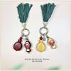 Painted Sandalwood Koi Key Pendant: Chinese Style Wallet Charm with Cartoon Kitten - Handmade Cultural Gift