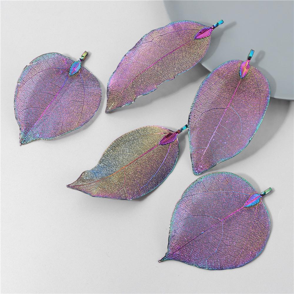 5pcs Fashion New Leaves Metal Pendants Unique Sweater Leaf Vein Pendant DIY Necklace Earring Accessory Fine Jewelry Handmade