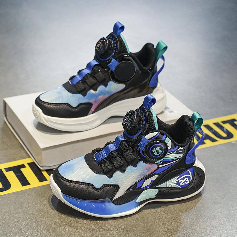 Children's basketball shoes 2025 spring and autumn leather waterproof wear-resistant explosive basketball shoes middle-aged and older children's and p