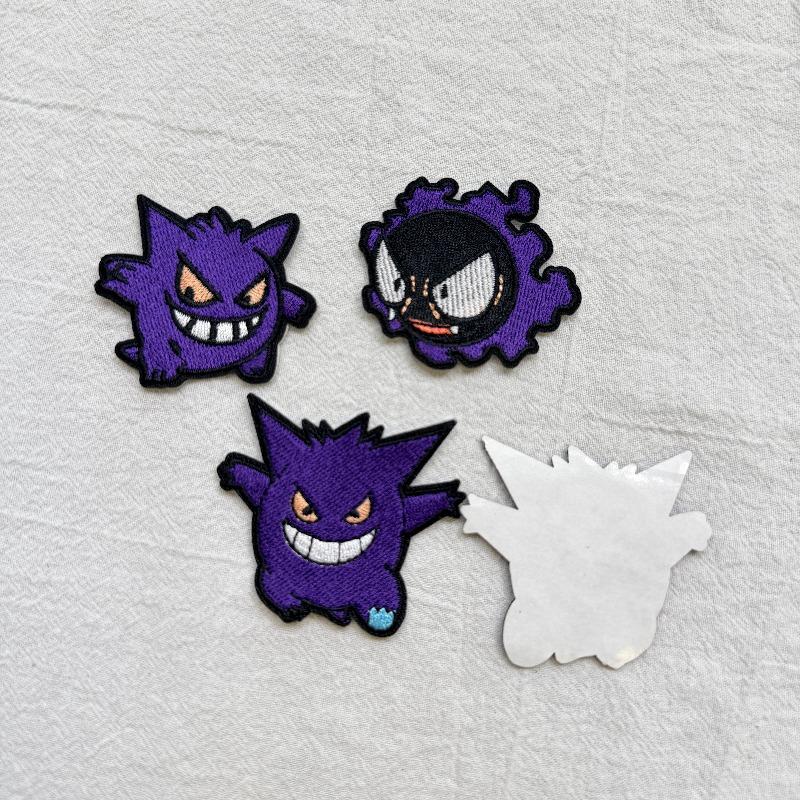 Gastly Haunter Gengar Embroidery Patchpocket Monster Fabric Applique Anime Diy Toy Decor Patch For Jeans Jacket Backpack