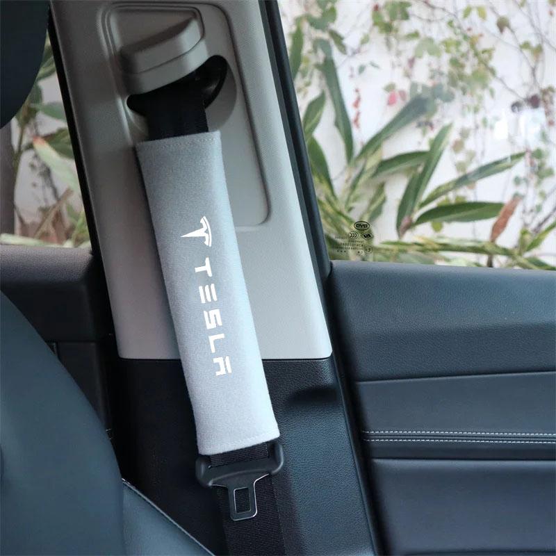 2Pcs Tesla Model Y  3 X  S Car Safety Belt Cover Adjustable Seat Belt Cover for Auto Accessories