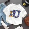 PAW Patrol Child Short Sleeve T-shirt Cartoon Chase A-Z Print Cotton Tees Girls Summer Casual Round Neck Tops Kids Birthday Gift