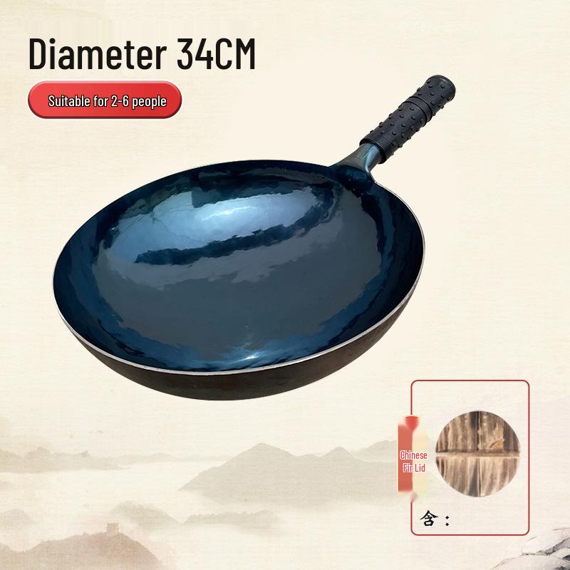 Zhangqiu Handgefertigter Antihaft-Eisen-Wok: Handgehämmert, Spiegelfläche, Keine Beschichtung, Geschmiedete Bratpfanne für Gas.
