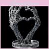 Unique Retro Gothic Heart Hand Jewelry Organizer Stunning Resin Home Decor Piece