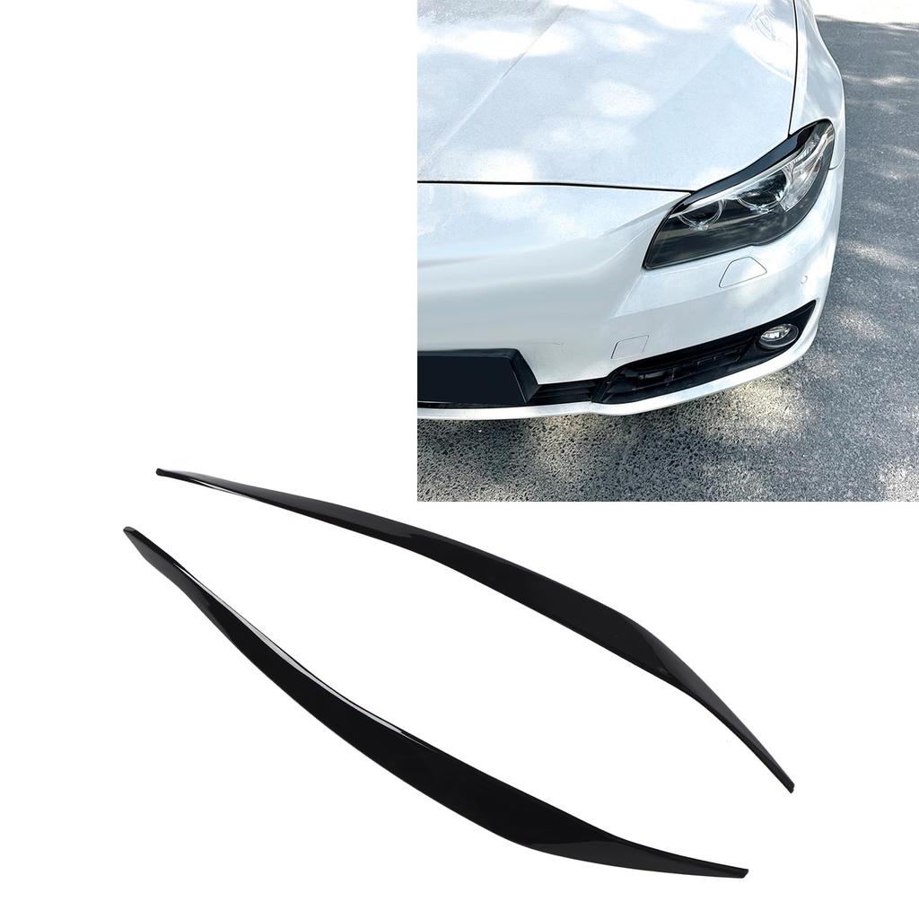 Front Headlight Eyebrow Cover ABS Black Front Headlight Lamp Eyebrow Cover Trim for 5 Series F10 LCI 2014 to 2016