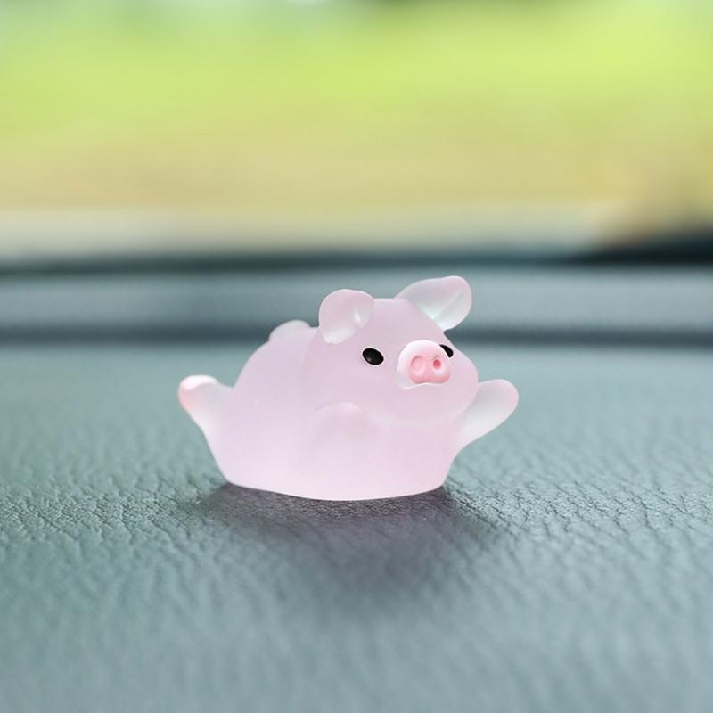 6Pcs DIY Garden Decors Cute Luminous Piggy Miniature Figurines Pig Cake Toppers