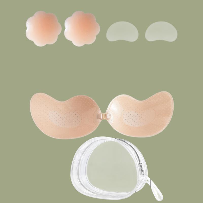 Silicone Mango Style Strapless Invisible Bra with Anti-Sagging Breast Pasties & Lingerie Straps