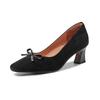 Krazing Pot Scarpe Estive con Tacco Alto Punta Quadrata in Pelle di Mucca Taglia Grande 41 Pompe Basse da Donna con Fiocco a Farfalla