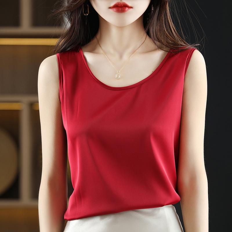 2025 Summer New Large Size Women's Outside Wear Bottoming Inside Top Ice Silk Camisole Undershirt