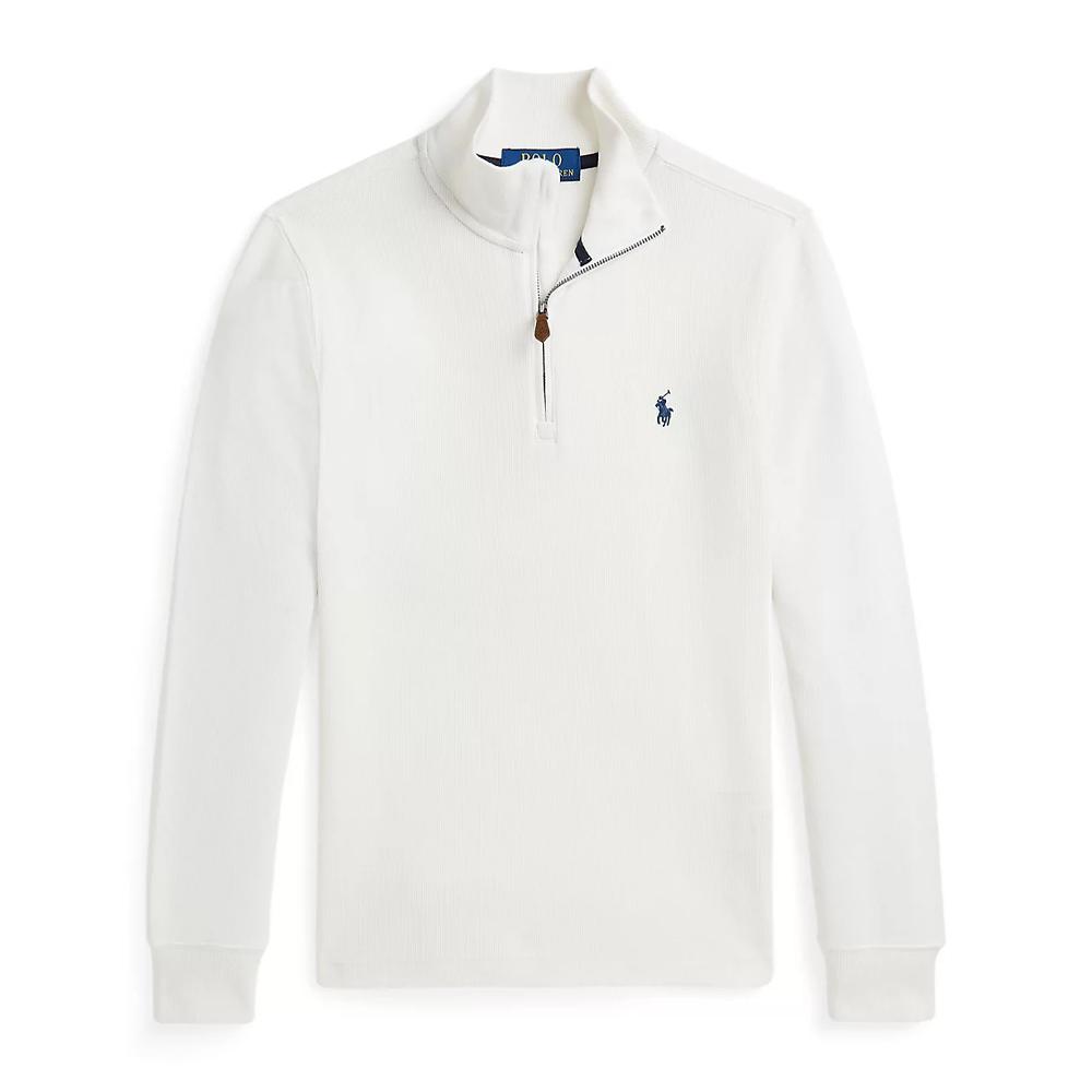 Ralph Lauren Hoodie Solid Color Pony Logo Stand Collar Half Zipper Long Sleeved White Children's Style 323953023-003