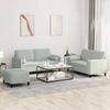 3 Piece Sofa Set with Cushions Light Grey Velvet