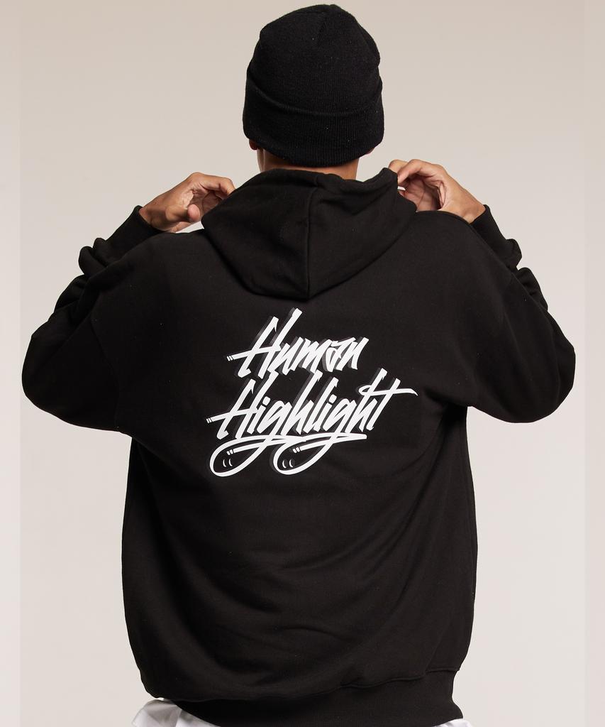Cream Soda Lab Human Highlight Logo Zip-Up Hoodie Black White