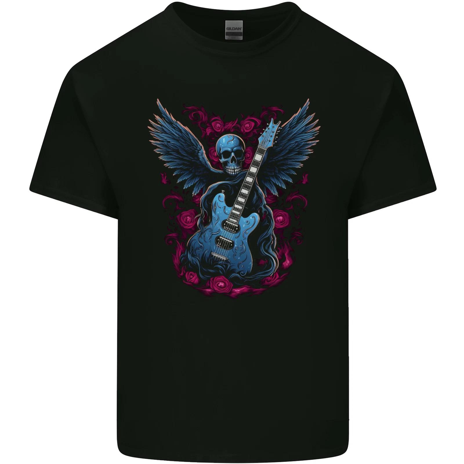 Guitar Skull Heavy Metal Rock Music Band Wings Kids T-Shirt Childrens 2XL