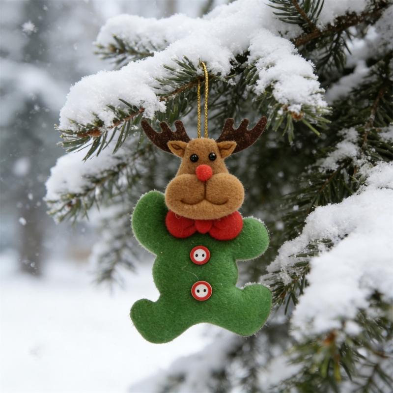 Christmas Character Ornament Soft Fabric with Filled Profile, Integrated Loop, and Placement Without Separate Tools