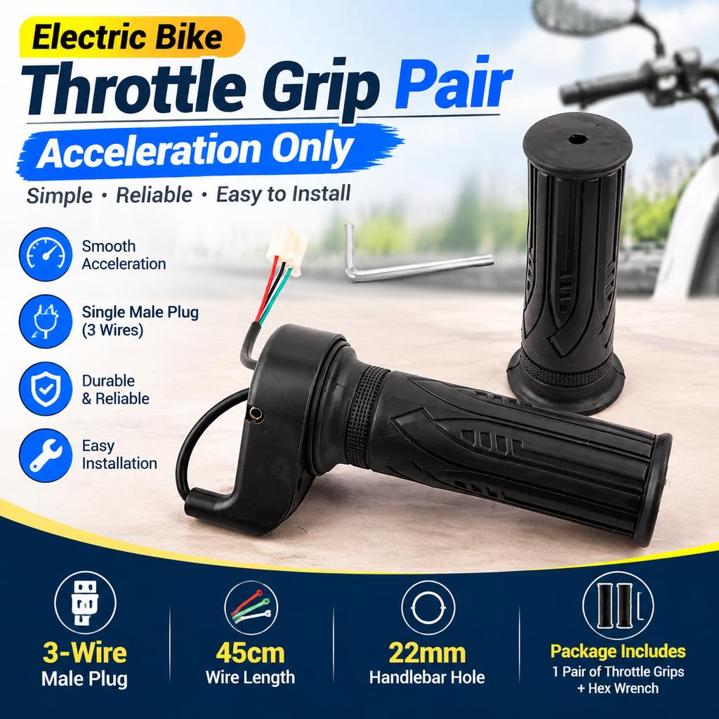 Electric Bike Throttle Grip Pair 22mm Universal Replacement