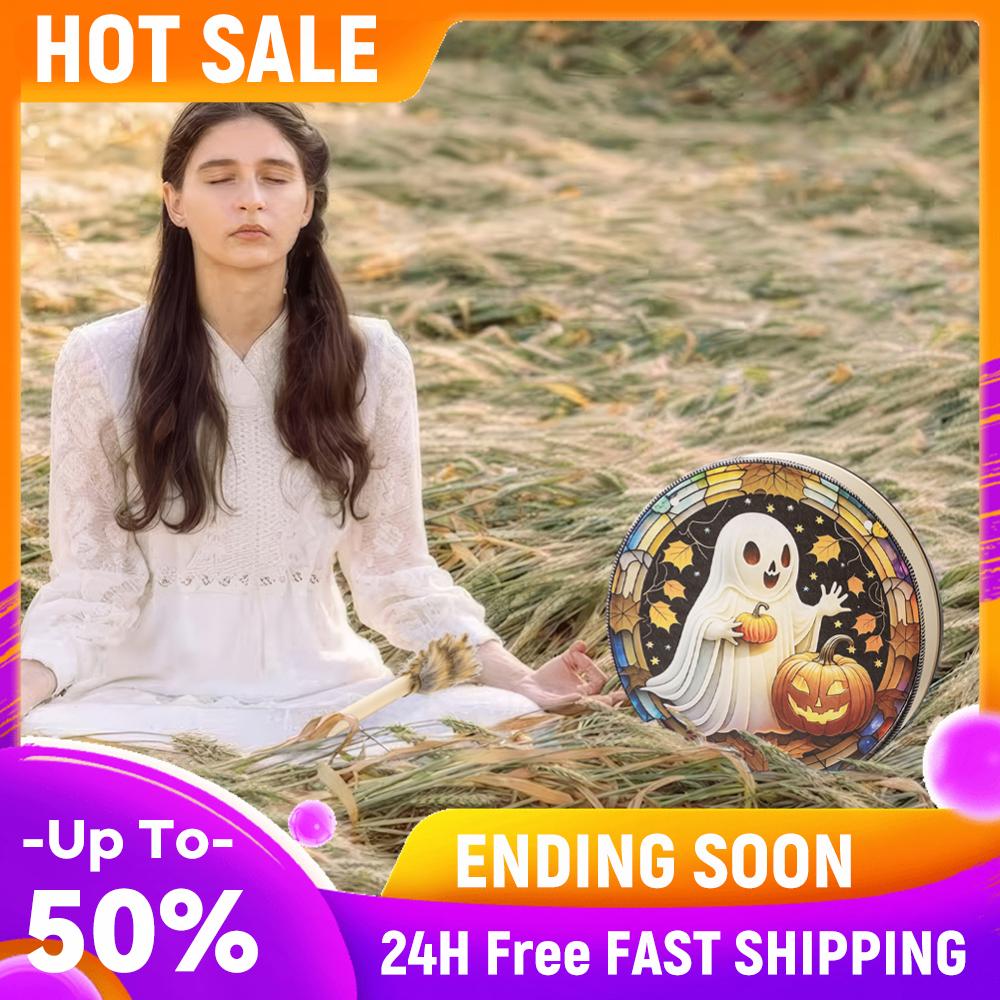 

Halloween Shaman Drum Handmade Shamanic Drum Sound Healing Tool Desktop Ornament Suitable for Spiritual Music Holiday Events China Mainland