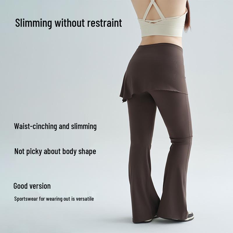 Women's High Waist Yoga Skirt Pants - Hip-Lifting Flare Trousers for Pilates & Fitness (Plus Size Available)