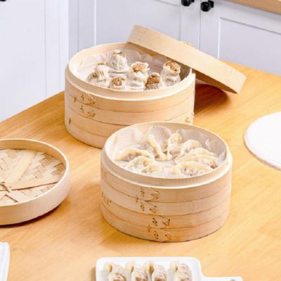 1 Set Bamboo Steamer 2 Layer Design Food Steamer Cooking Dumpling Fish Meat Steamer for Home Kitchen