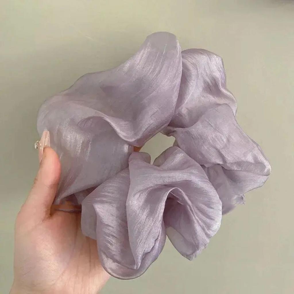 Retro Mesh Large Intestine Hair Band Women'S High-Grade Sensual Low Ponytail Flower Hair Rope High Elasticity Durable Hair Tie Rope