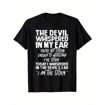 Plus Size Black "I Am The Storm" Bold Quote Graphic Casual Short Sleeve Loose Fit Tee