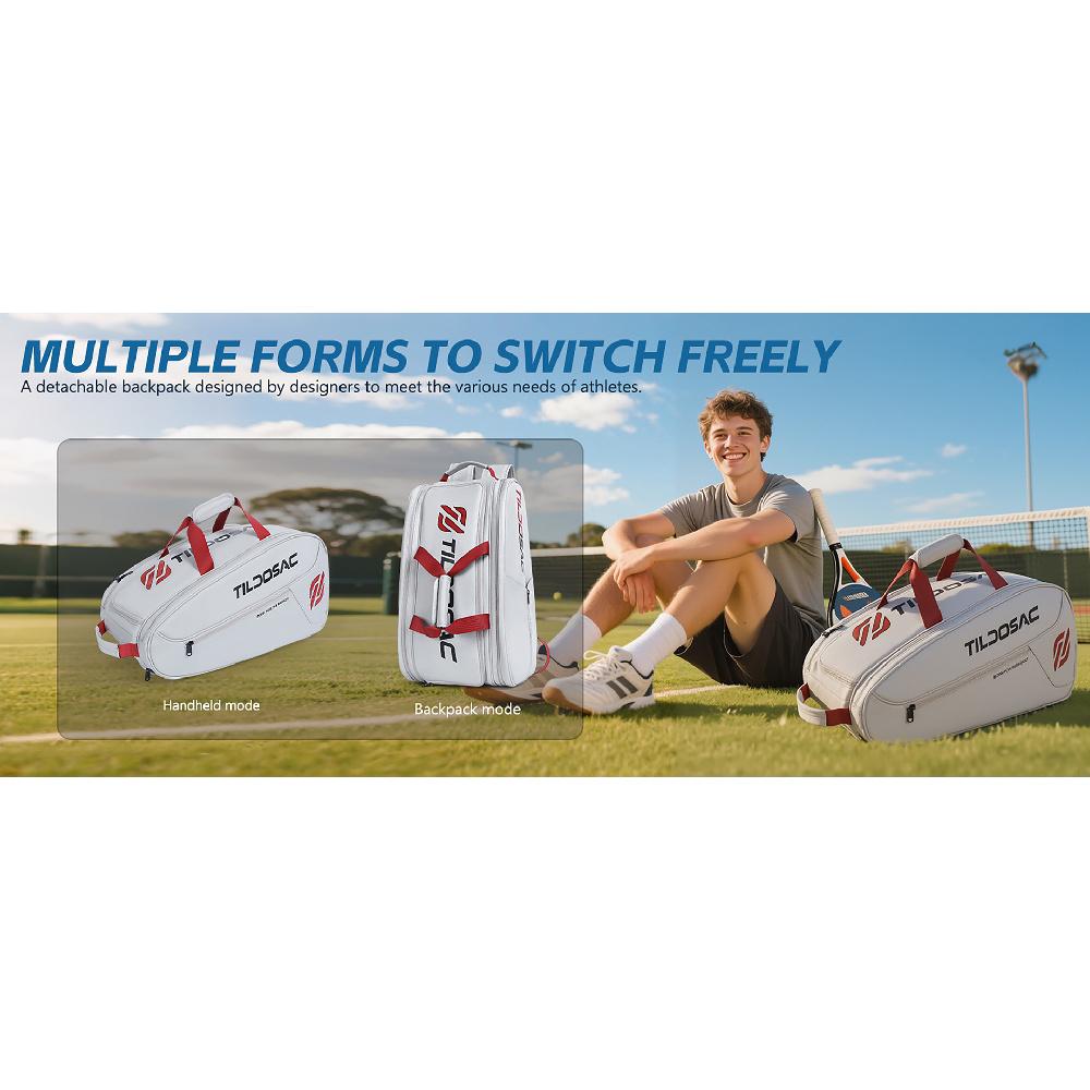 Pickleball Badminton Tennis Backpack With Independent Shoe Compartment Large Capacity