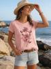 Fashion Women Rose Printed T-Shirt O-Neck Short Sleeve T-Shirt Simple Design Versatile Daily Wear Elegant Style Women Clothing