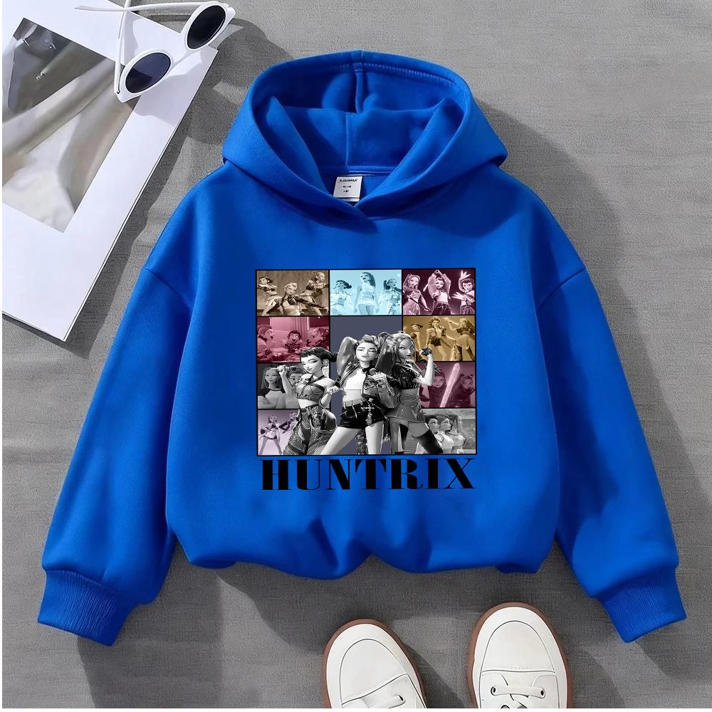 

Huntrix Детский свитшот с мультяшным принтом для девочек, модный повседневный пуловер с длинным рукавом для детей, одежда для малышек 100