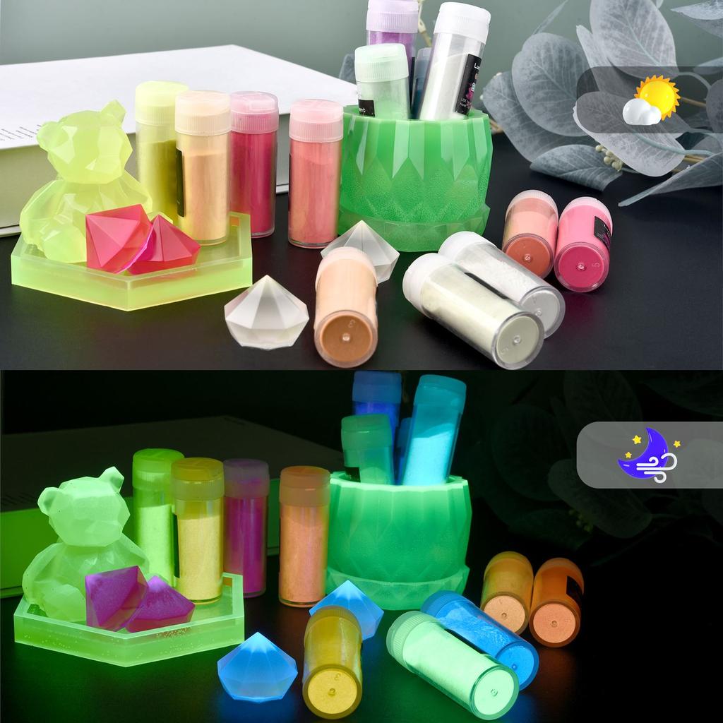 20g/Bottle Luminous Powder Paint Epoxy Resin Pigment Glow In The Dark Fluorescent Powder DIY Party Resin Filler Resin Supplies