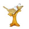 2 Birds Sitting On Tree Branch Figurine Home Decoration Showpiece Chidiya Statue for Home Decor Item Sparrow Pair Showpiece (Golden)