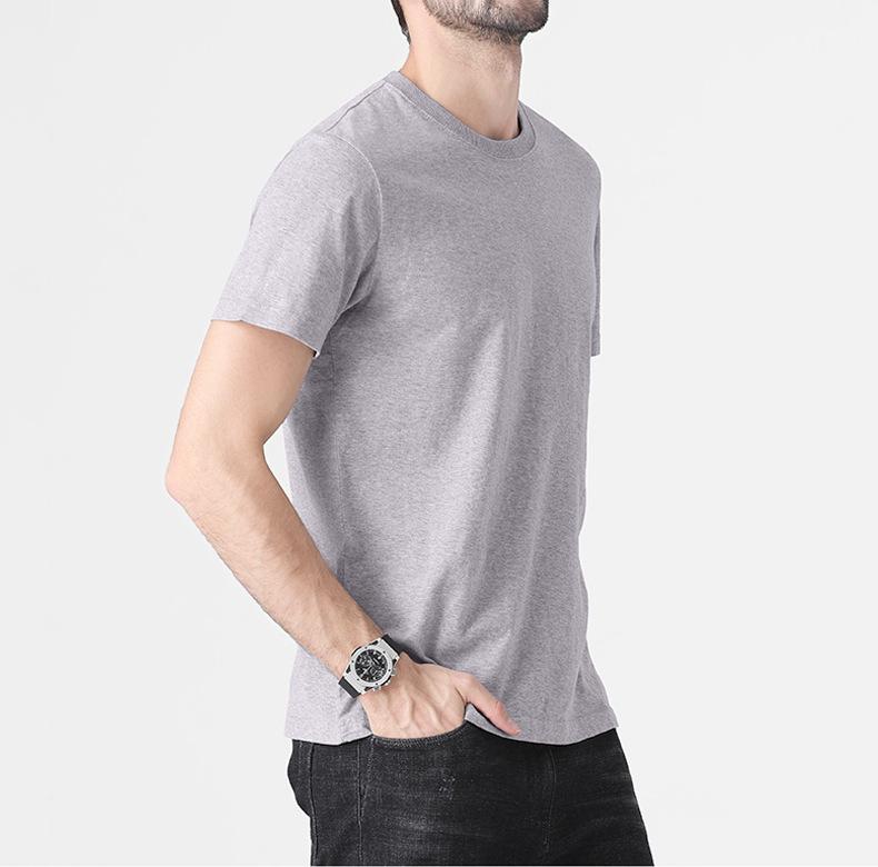 Herren T-Shirt aus reiner Baumwolle mit kurzen Ärmeln, einfarbig: Trendig, Vielseitig, Slim Fit für Paare und Jugendliche 2XL hellgrau