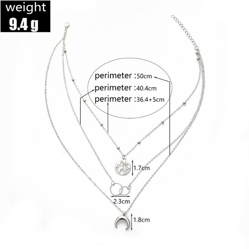 BLINGBAY Women's Pendant Necklace Fashion Moon Necklace Female Personality Bohemian Style Multi-Layer Necklace Girls Party Christmas Jewelry Gift